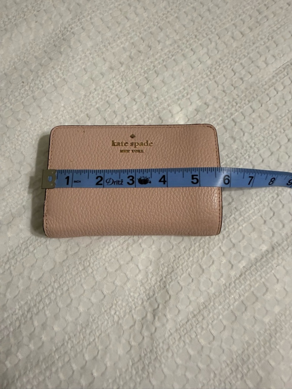 kate spade Blush Pebbled Leather Zip Wallet with Gold Logo - Picture 9 of 9